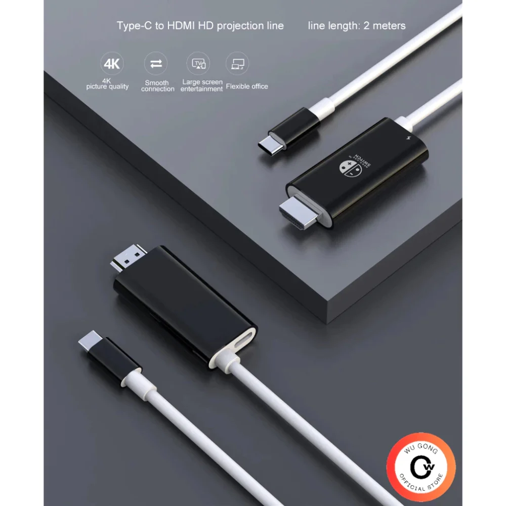 Cáp chuyển đổi Type C to HDMI với DP Power và cổng USB - Bộ Dock cho Nintendo Switch