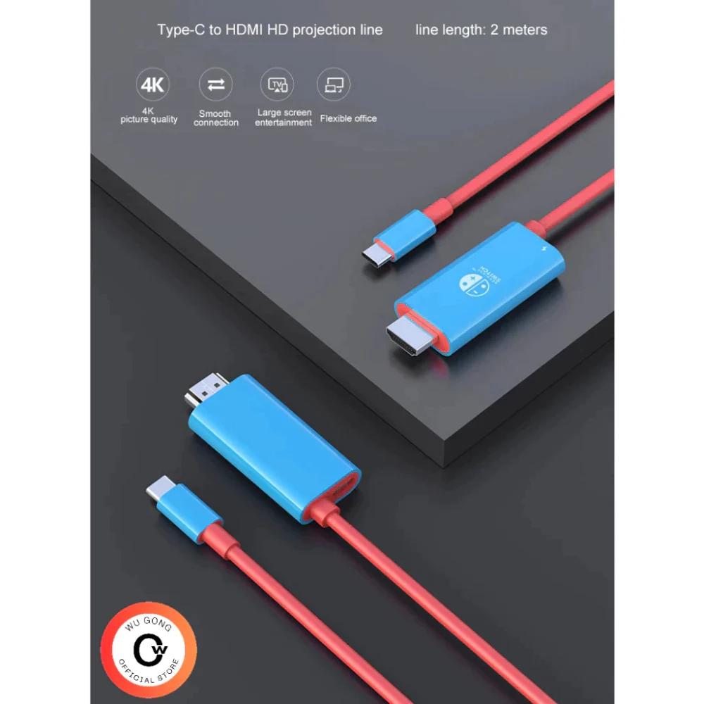 Cáp chuyển đổi Type C to HDMI với DP Power và cổng USB - Bộ Dock cho Nintendo Switch