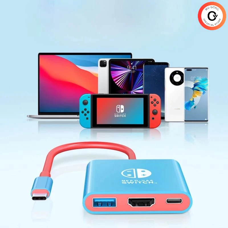 Cáp chuyển đổi Type C to HDMI với DP Power và cổng USB - Bộ Dock cho Nintendo Switch