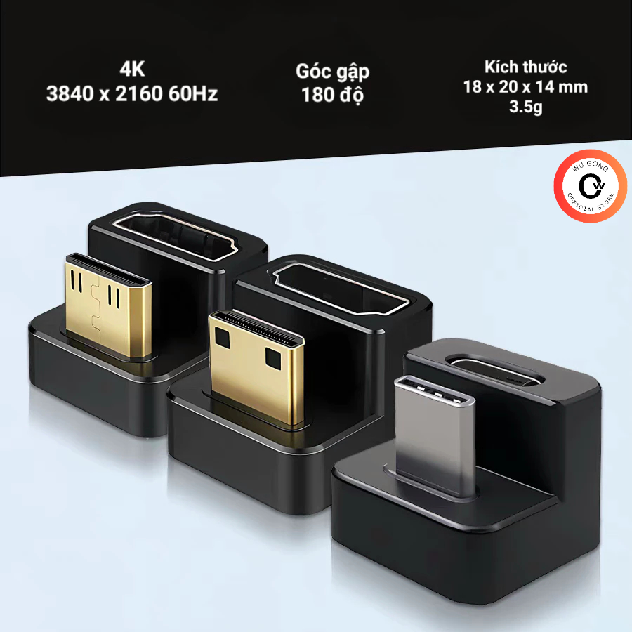 Giắc Gập Chuyển Đổi 180 Type-C to Type-C, Mini HDMI to HDMI